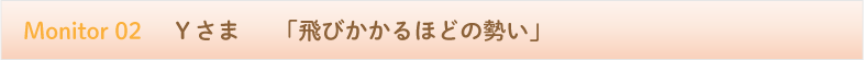 Monitor 02 　Ｙさま　　「飛びかかるほどの勢い」