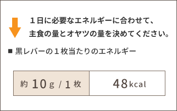 1日に必要なエネルギーに合わせて、主食の量とオヤツの量を決めてください。